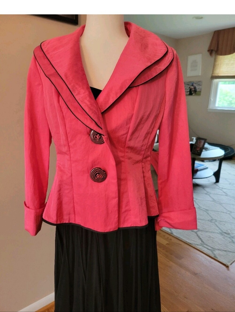 Song & Sung DESIGN women's Pink Tailored Jacket with Black Trim and Dress